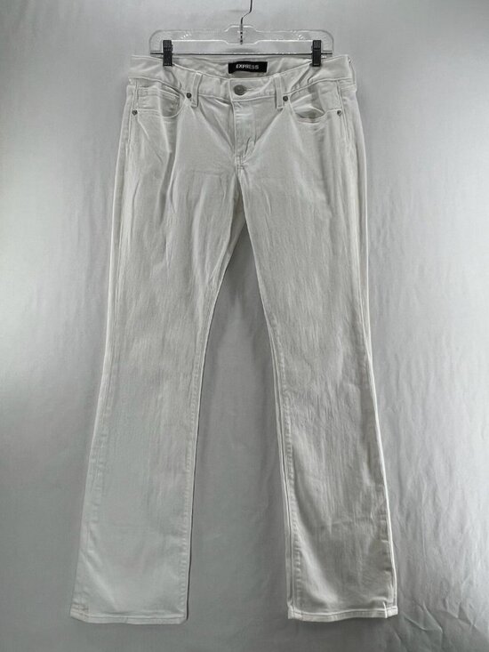 Express Low Rise Barely Bootcut Jeans Womens 10R Stretch Denim Minimalist White - Picture 1 of 12